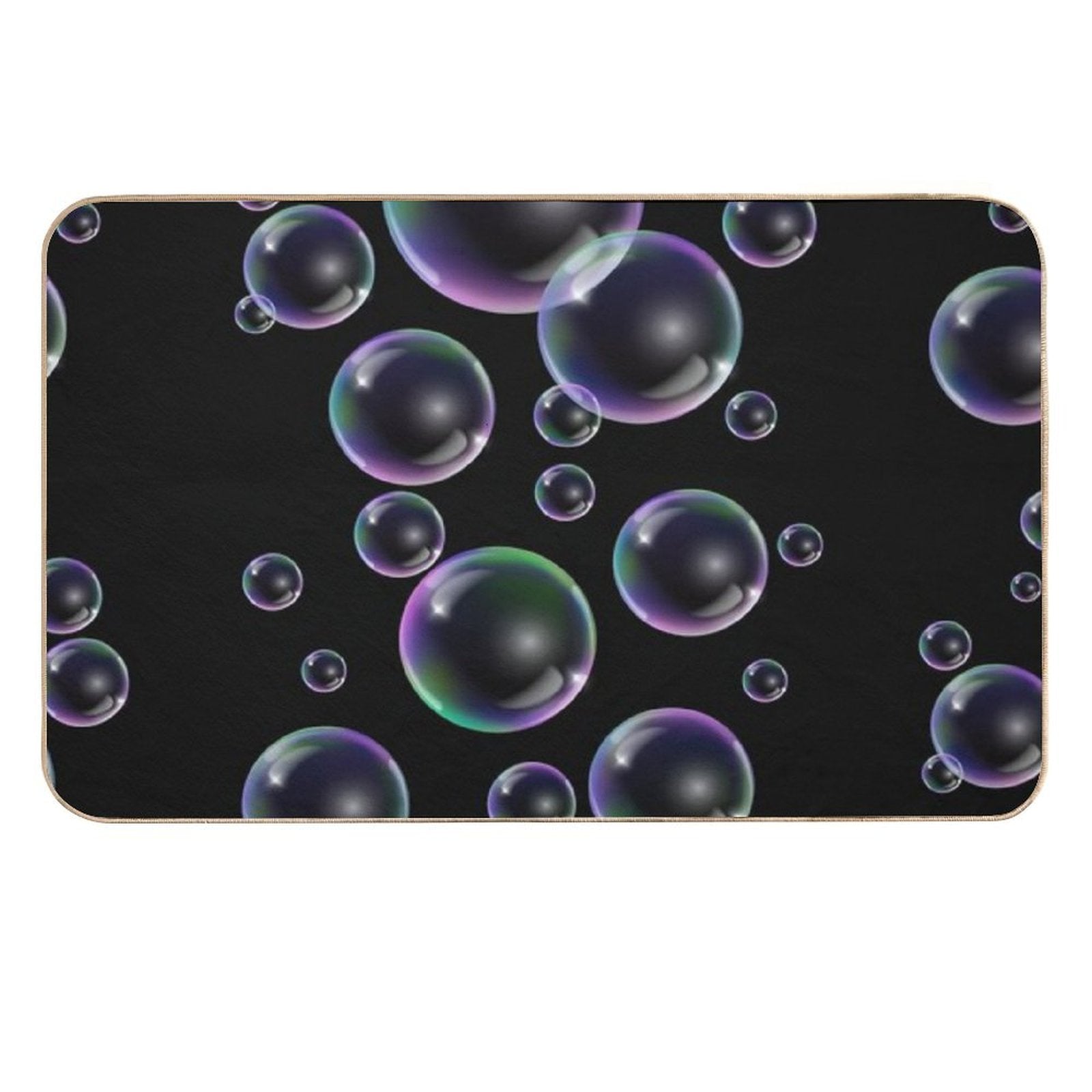 Copy of Colorful Bubbles Pattern - Black Background  Dirt-Trapping Bath Mat