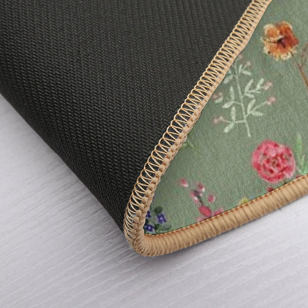 Watercolour Floral Pattern in Sage Green  Rapid-Drying Bath Mat