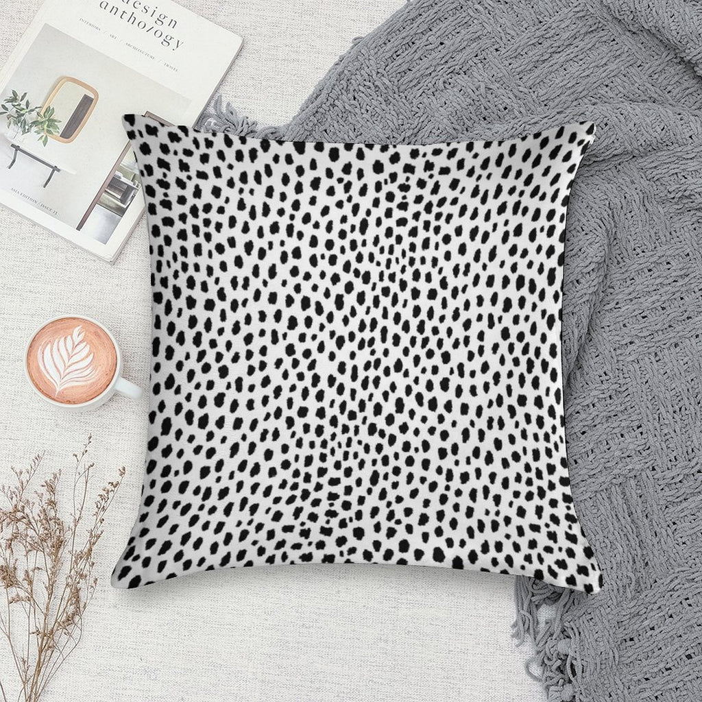 Dalmatian Spots (blackwhite) Soft Shrink-Resistant Throw Pillow
