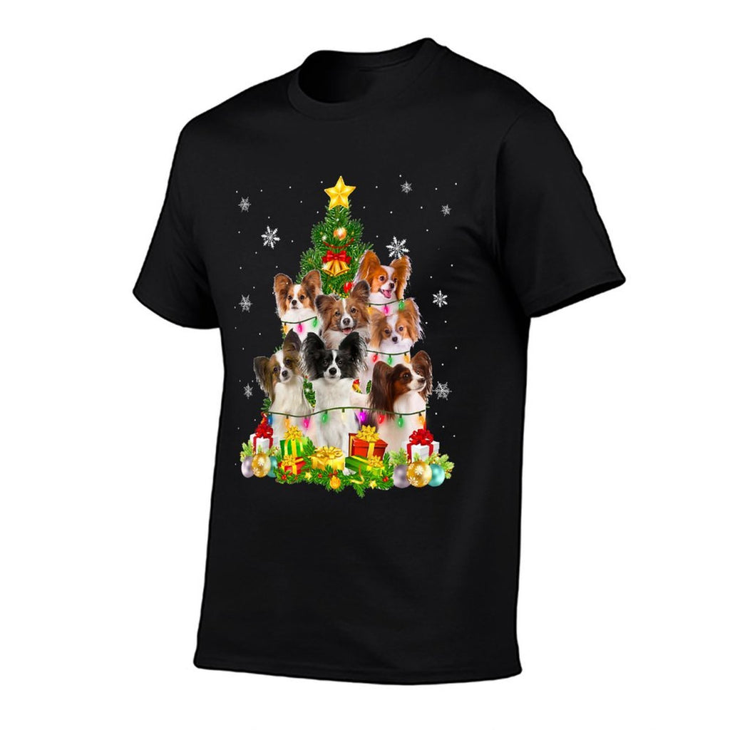 Funny Papillon Christmas Tree Funny Dog Lover Gifts  Stretchy T-Shirt