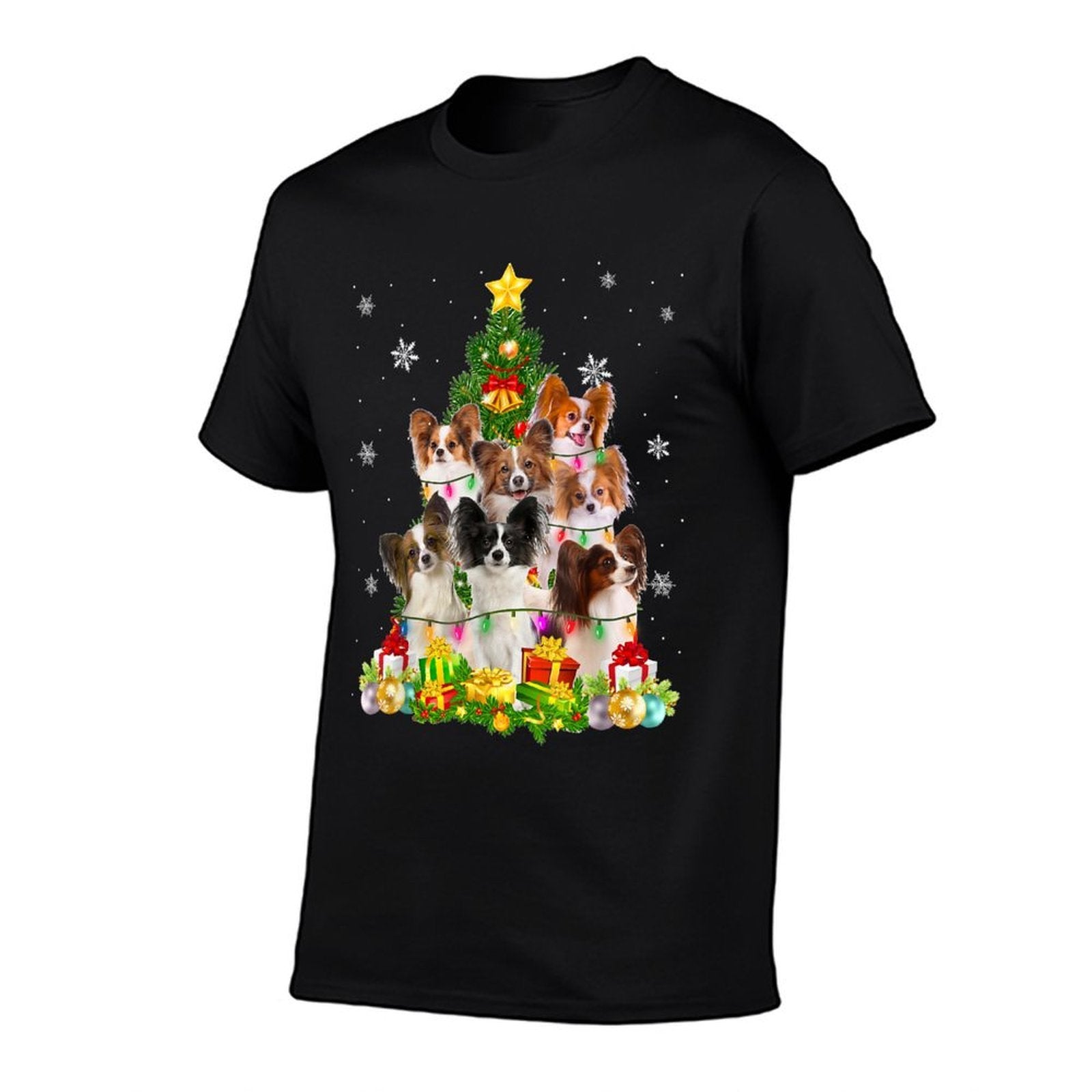 Funny Papillon Christmas Tree Funny Dog Lover Gifts  Stretchy T-Shirt