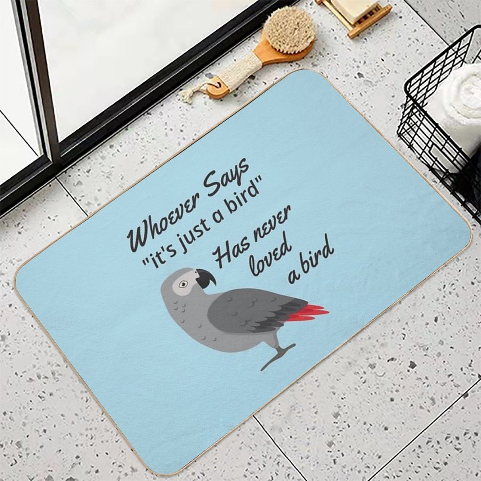 Just A Bird - African Grey Parrot  Non-Slip Bath Mat