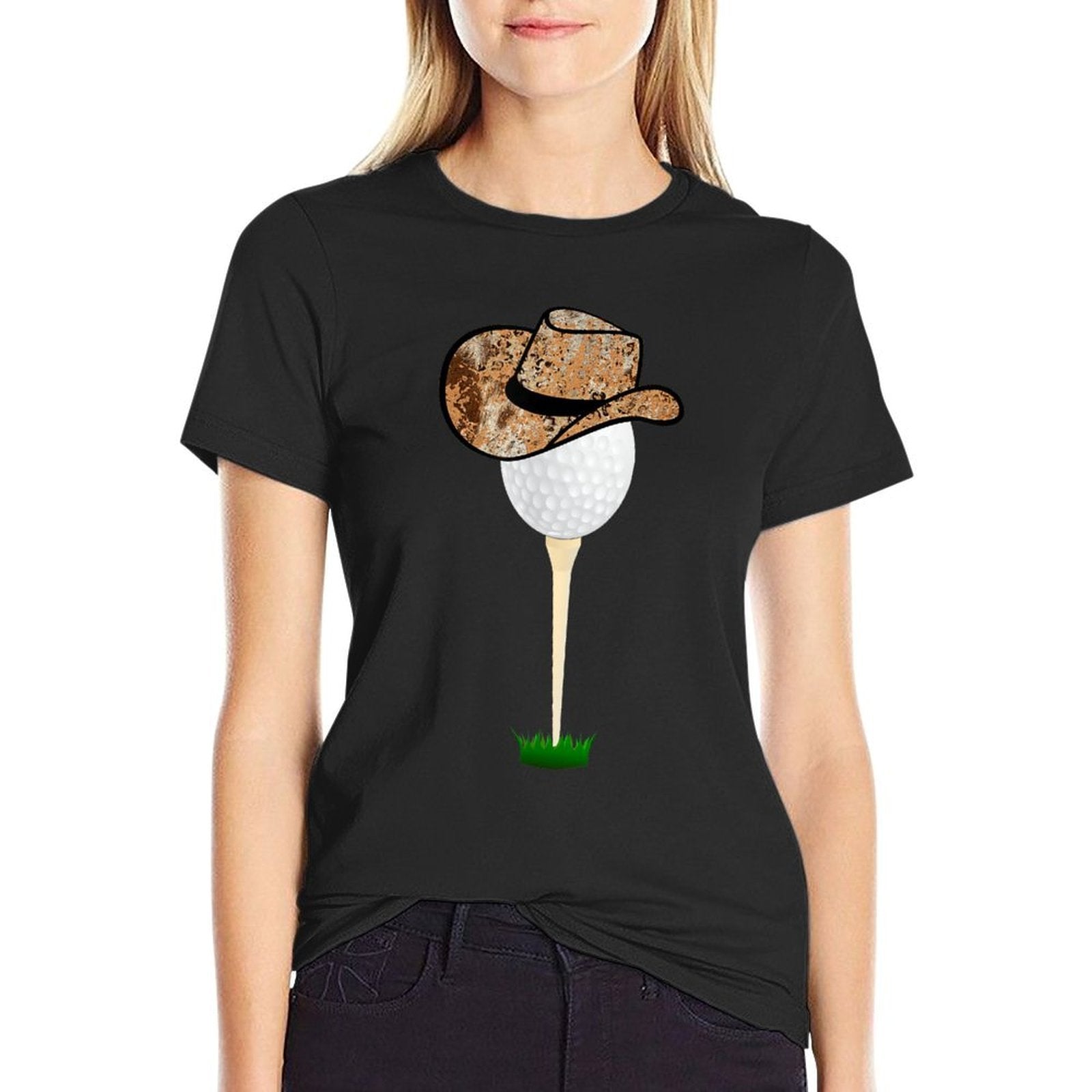 Funny Golfing Cowboy Apparel Holiday Golf Ball  Fade-proof Color T-Shirt