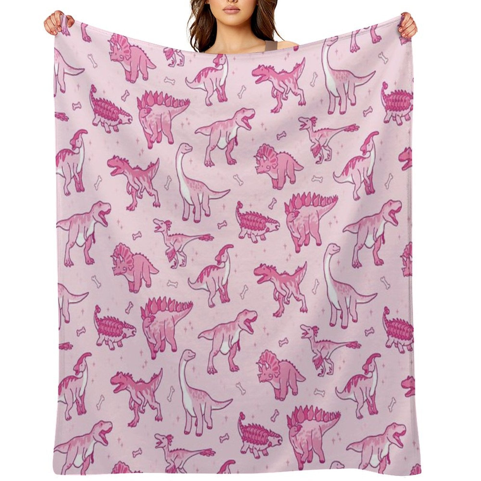 Pink And Sparkly Dinos Eco-conscious Throw Blanket