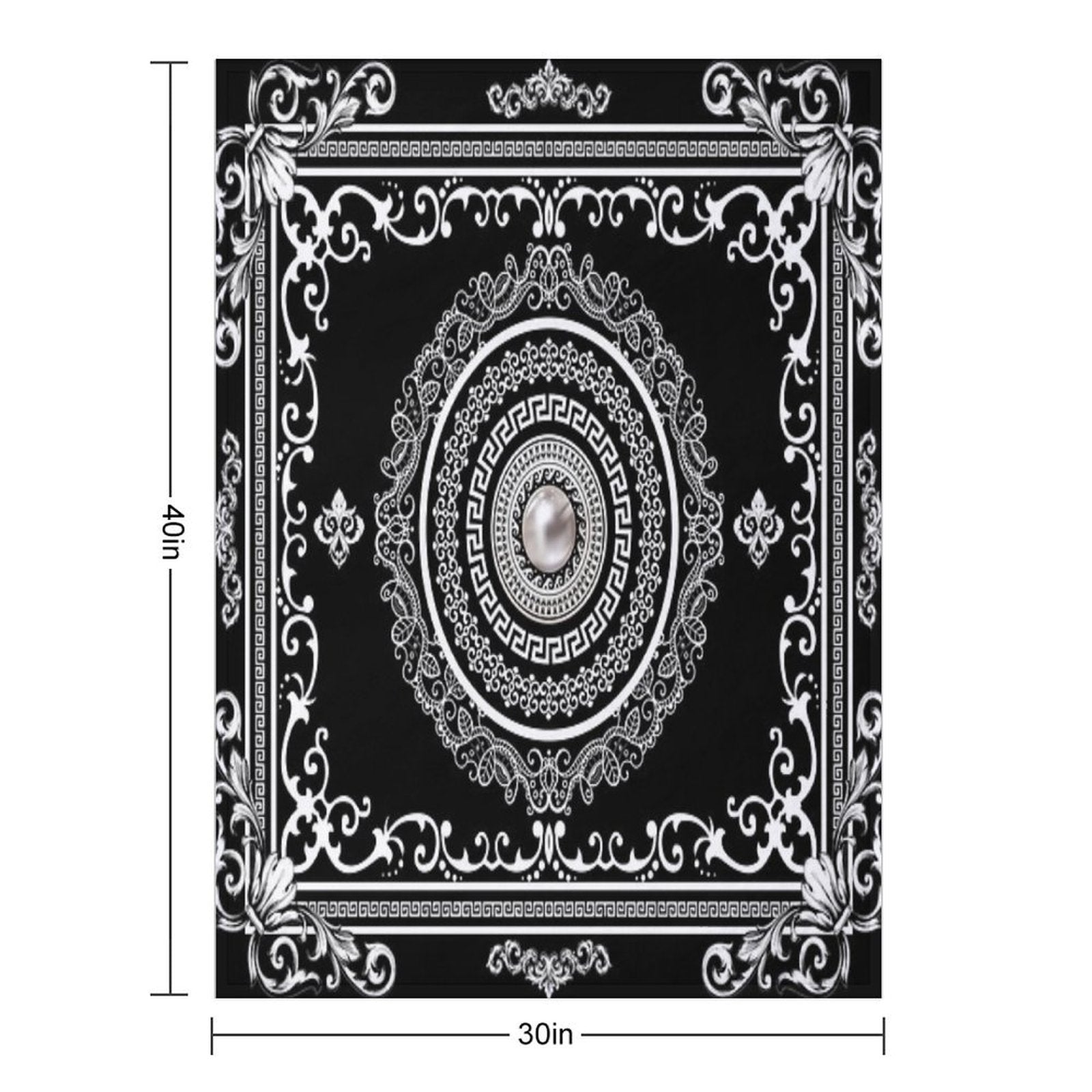 Baroque Ornate White Black Greek Key Travel-friendly Throw Blanket