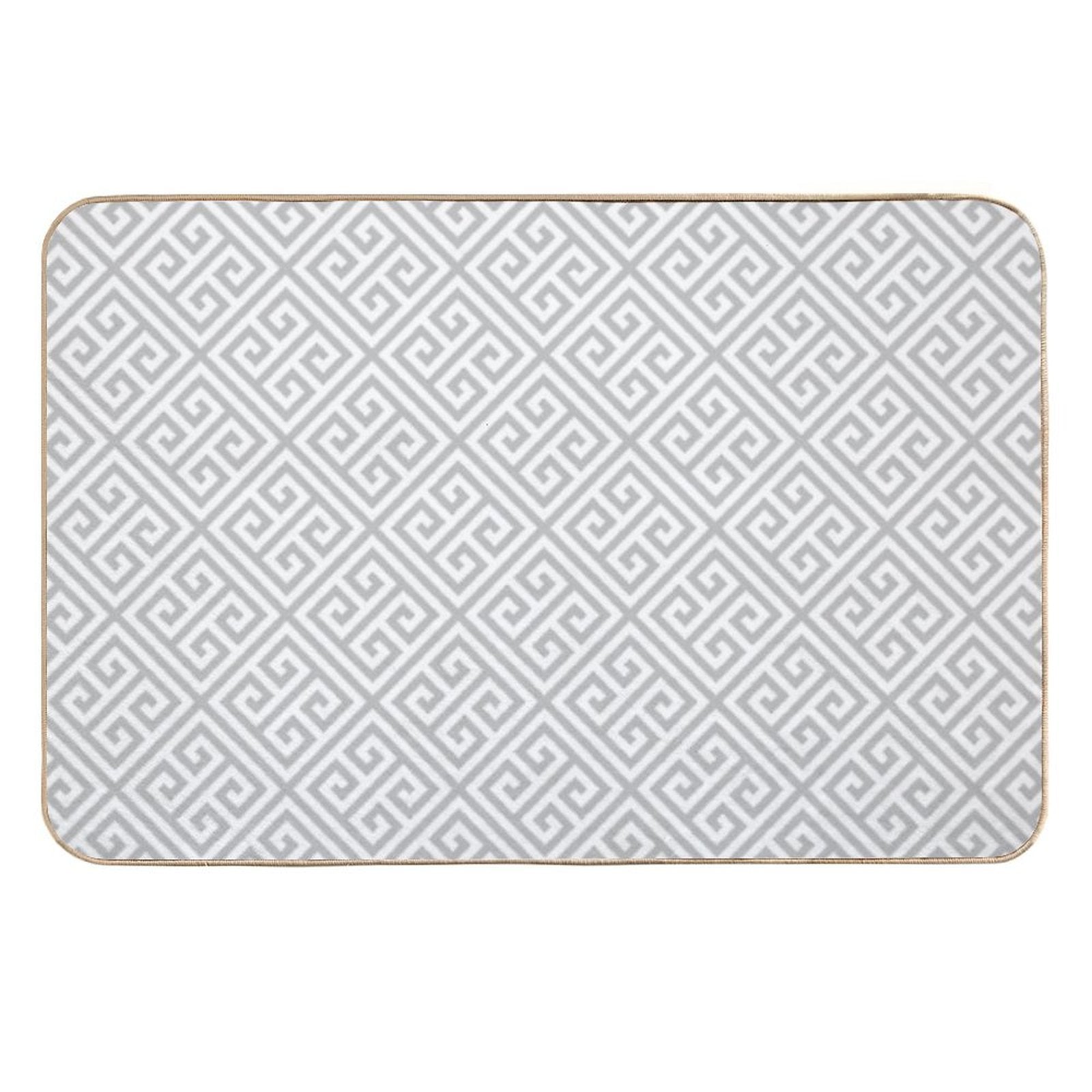 Greek Key Silver Gray And White Diagonal Pattern  Rapid-Drying Bath Mat
