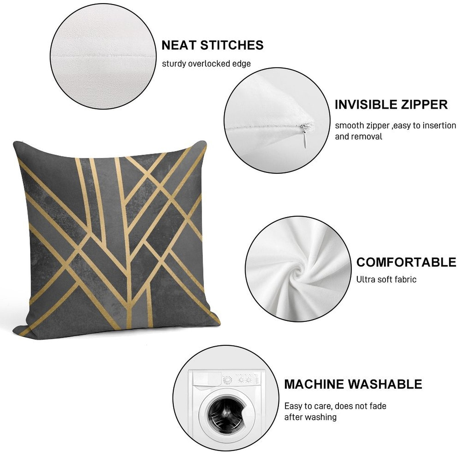 Art Deco Geometry 1 Soft Anti-Pilling Throw Pillow