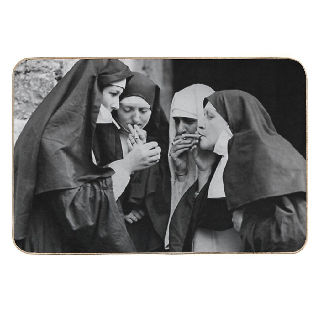 Nuns Smoking Poster Classic  Absorbent Bath Mat