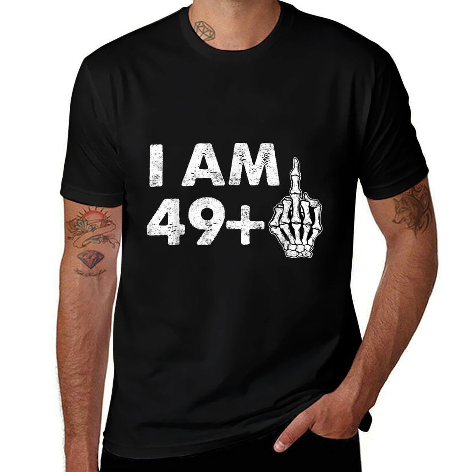 I'm 50 Years Old Funny Skeleton Middle Finger 50th Birthday  Stretchy T-Shirt