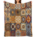 Brown And Grey Neutral Patchwork Pattern Anti-pilling Throw Blanket