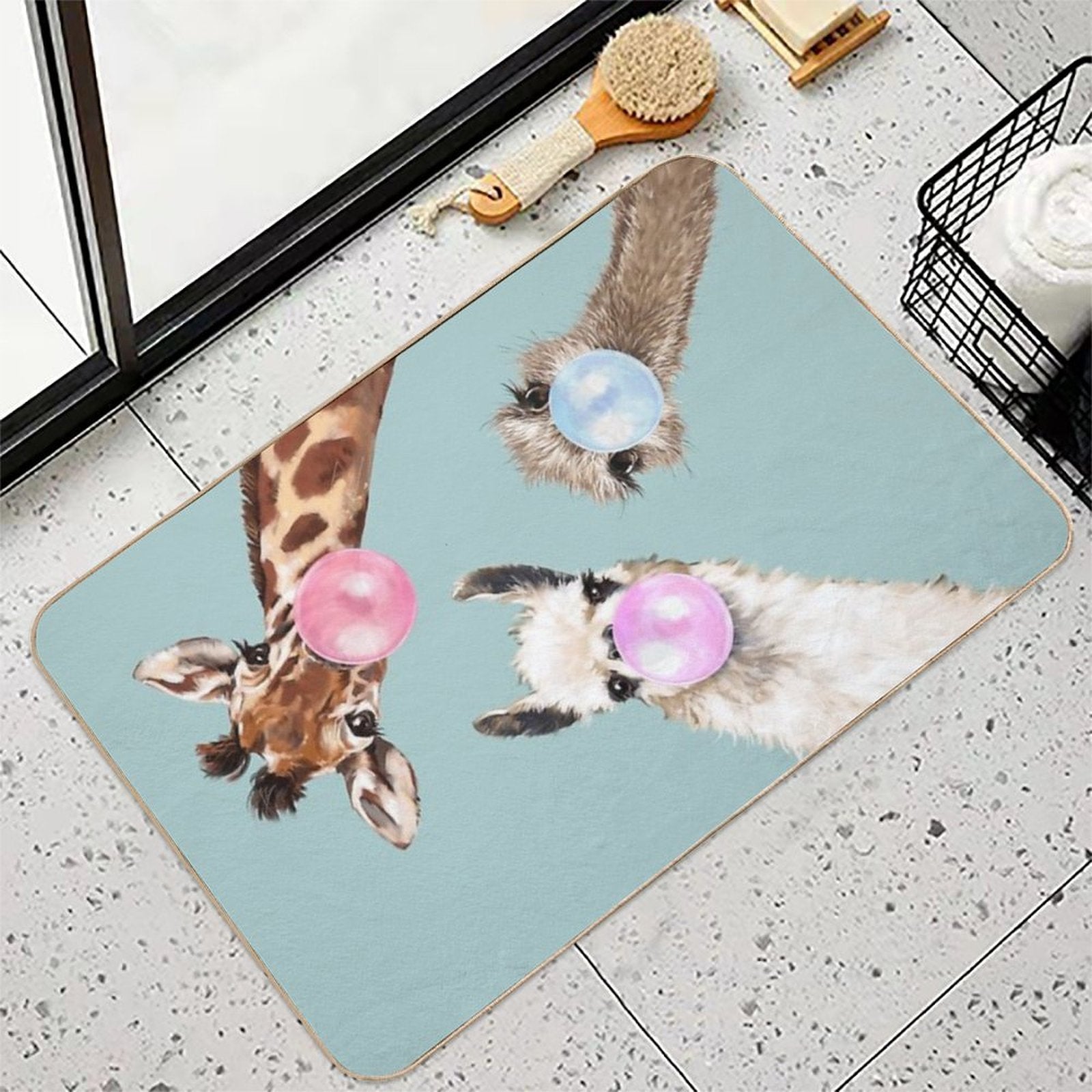 Bubble Gum Gang in Blue  Eco-Friendly Bath Mat