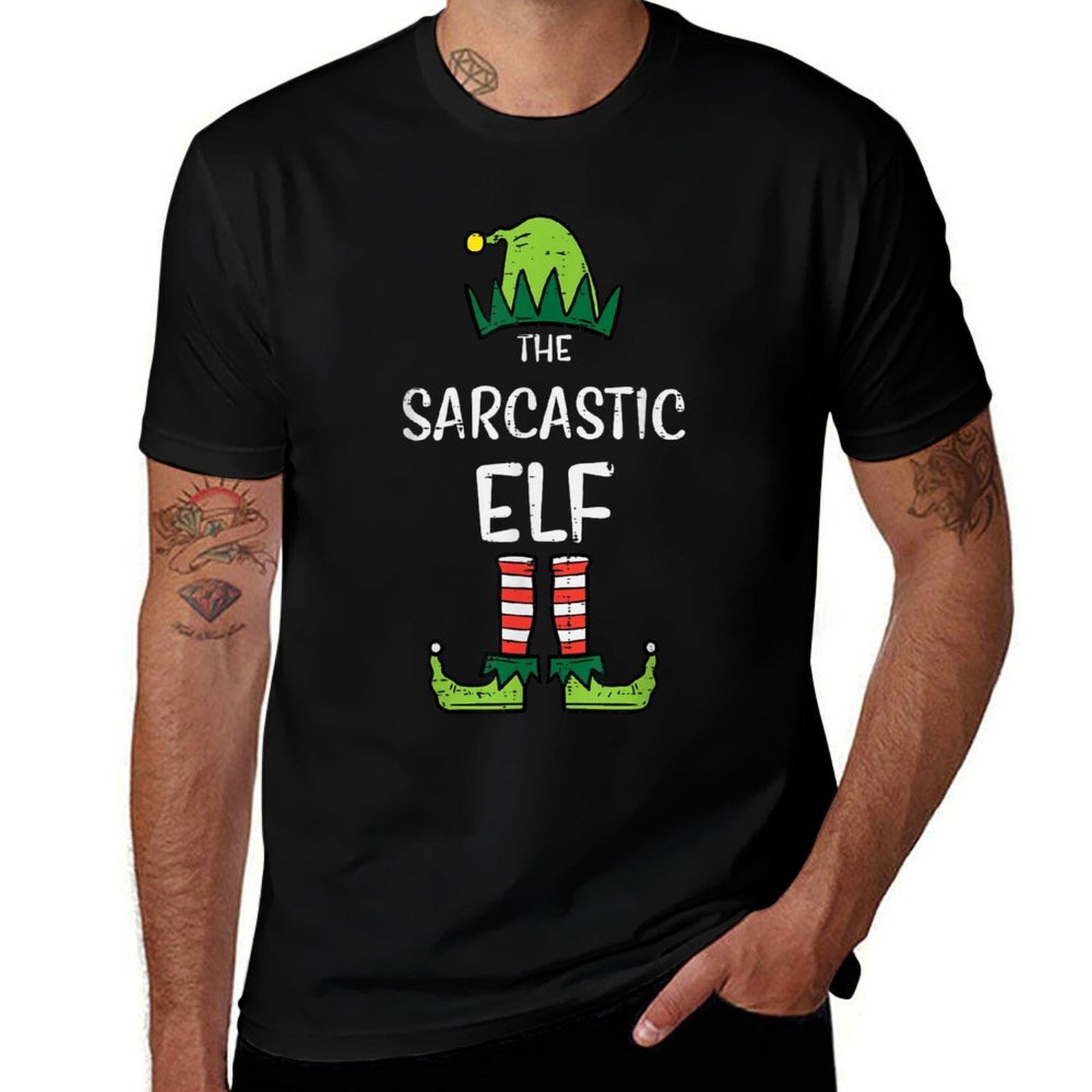 Sarcastic Elf Xmas Matching Christmas For Family Men Women  Trendy Pattern T-Shirt