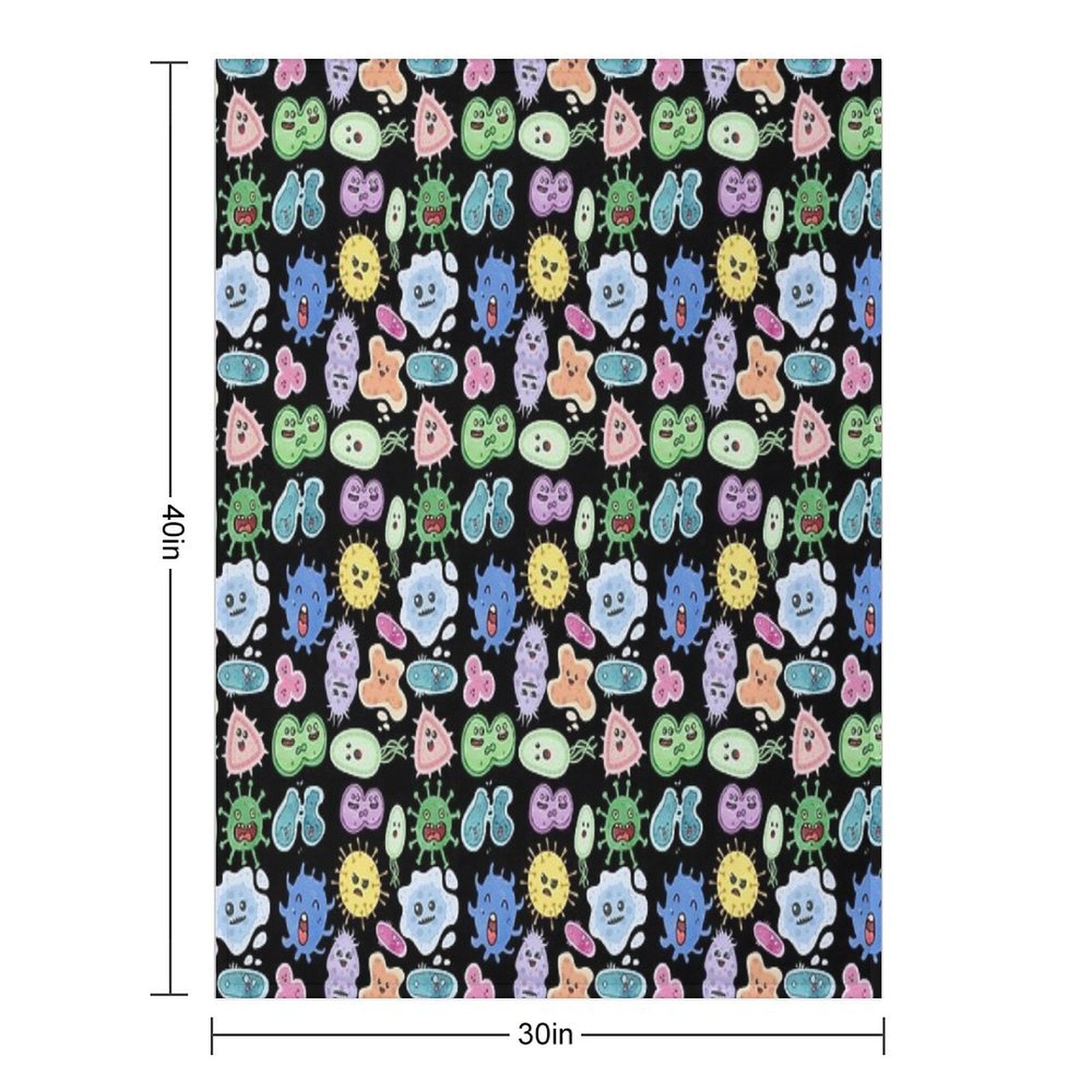 Cute Microbes Bacteria, Virus, Ecoli MicroBiology Seamless Pattern Sticker Pack. Lightweight Throw Blanket