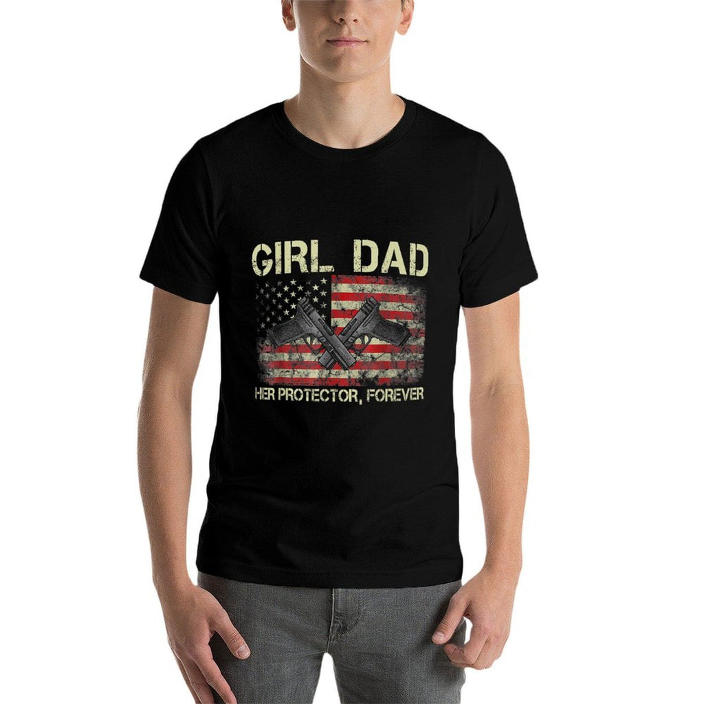 Girl Dad Her Protector Forever Funny Father of Girls  Durable T-Shirt