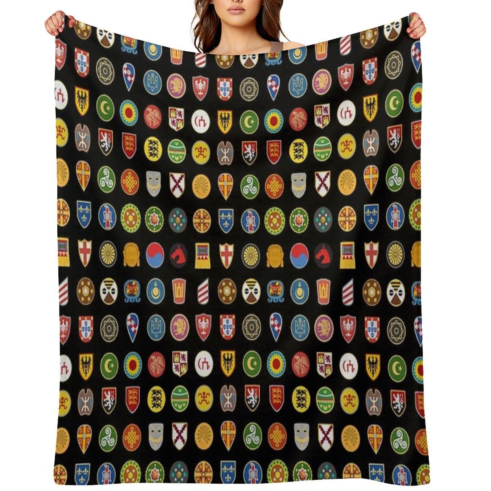Civilizations Emblems Shrink-resistant Throw Blanket