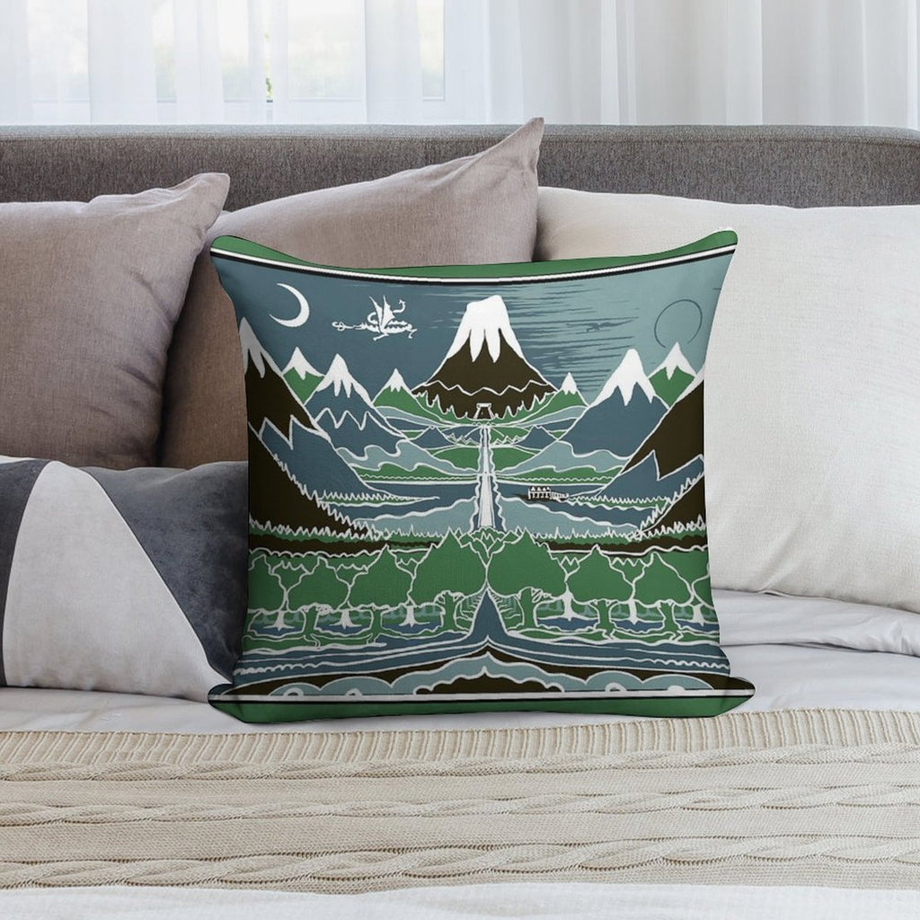 Forest Mountain Path in The Style of J.R.R.Tolkien Soft Ultra-Soft Texture Throw Pillow