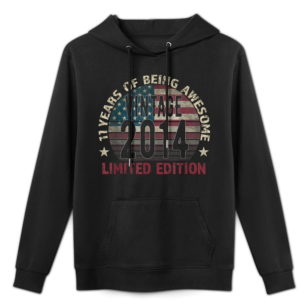 11th Birthday Gift Boy Vintage Born 2014 Turning 11 Year Old Unisex Design Hoodie