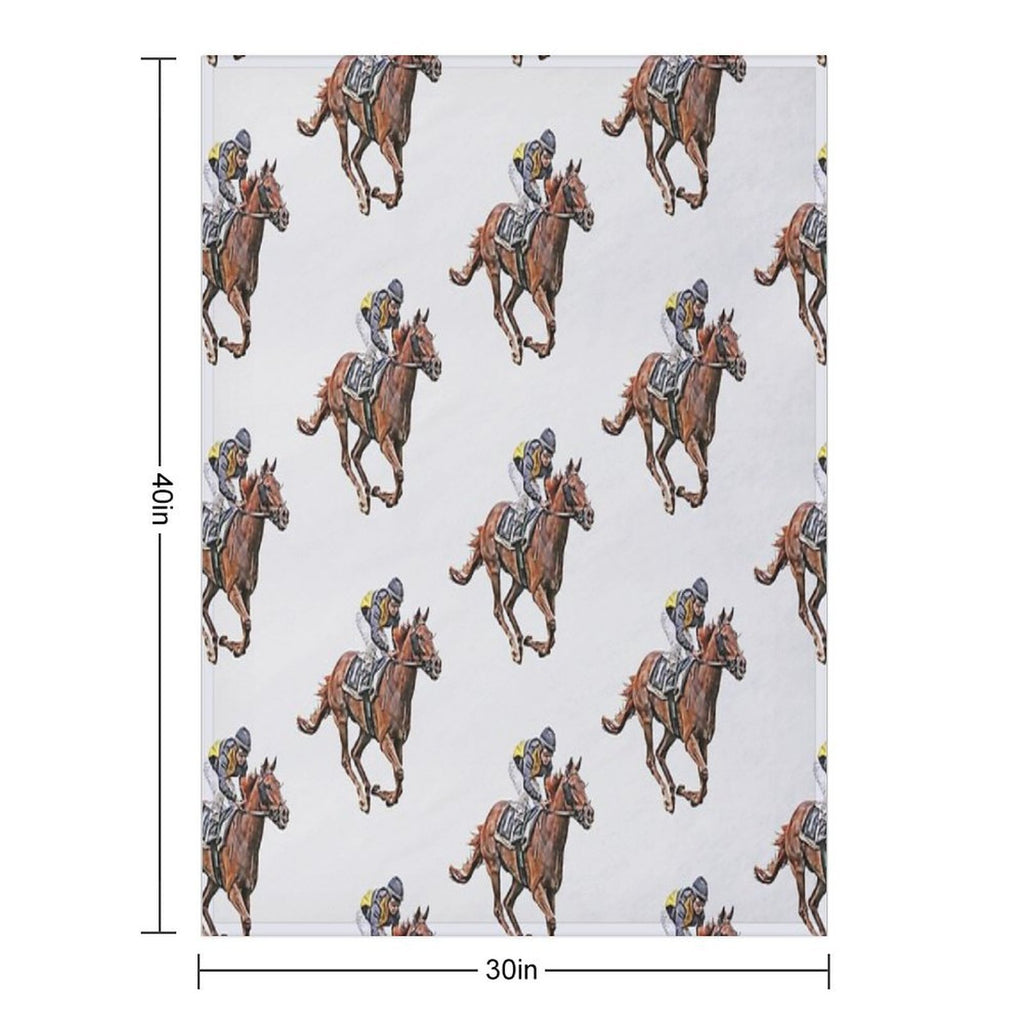 Horse Racing Travel-friendly Throw Blanket