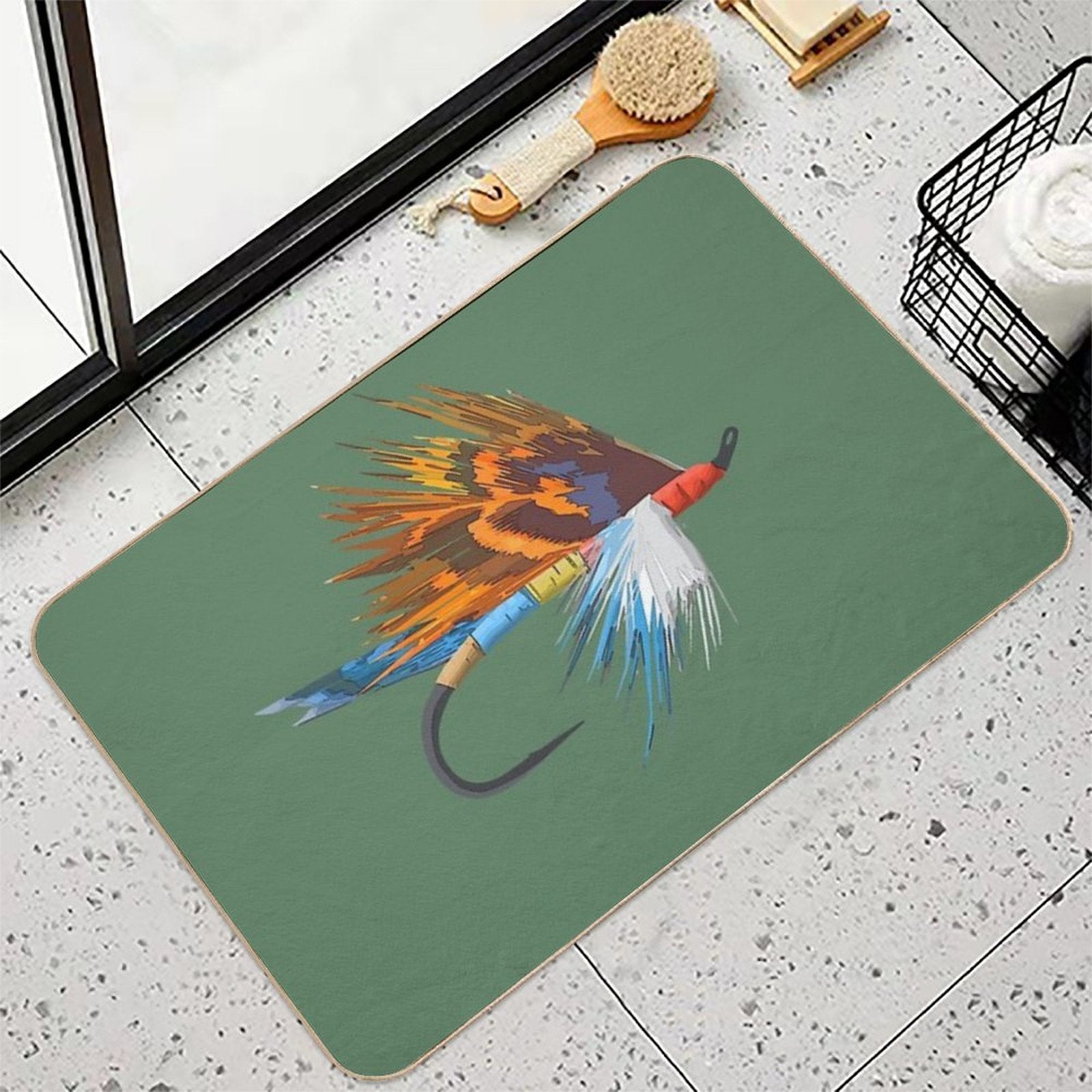 Fly Fishing Art by TeeCreations  High-Traffic Bath Mat
