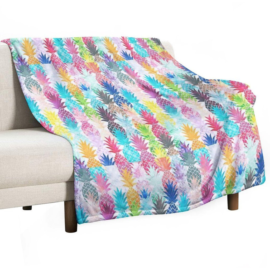 Hawaiian Pineapple Pattern Tropical Watercolor Multi-functional Throw Blanket