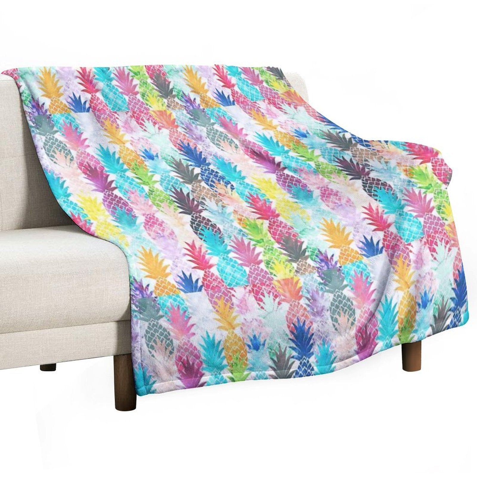 Hawaiian Pineapple Pattern Tropical Watercolor Multi-functional Throw Blanket