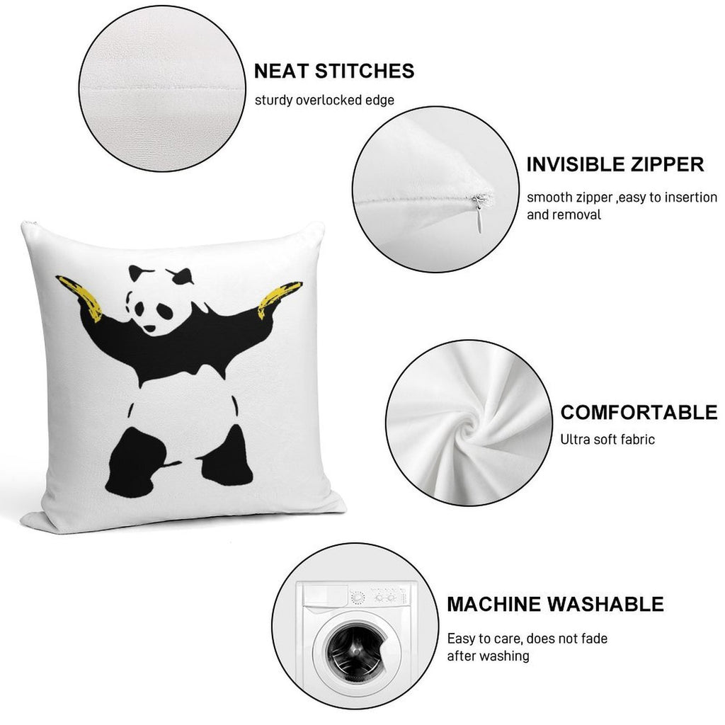 Bad Panda Stencil Soft Ultra-Soft Texture Throw Pillow