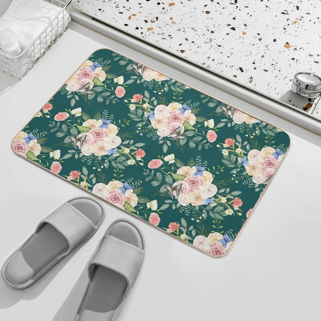 Butterflies,flowers,roses,spring,summer  Easy To Clean Bath Mat