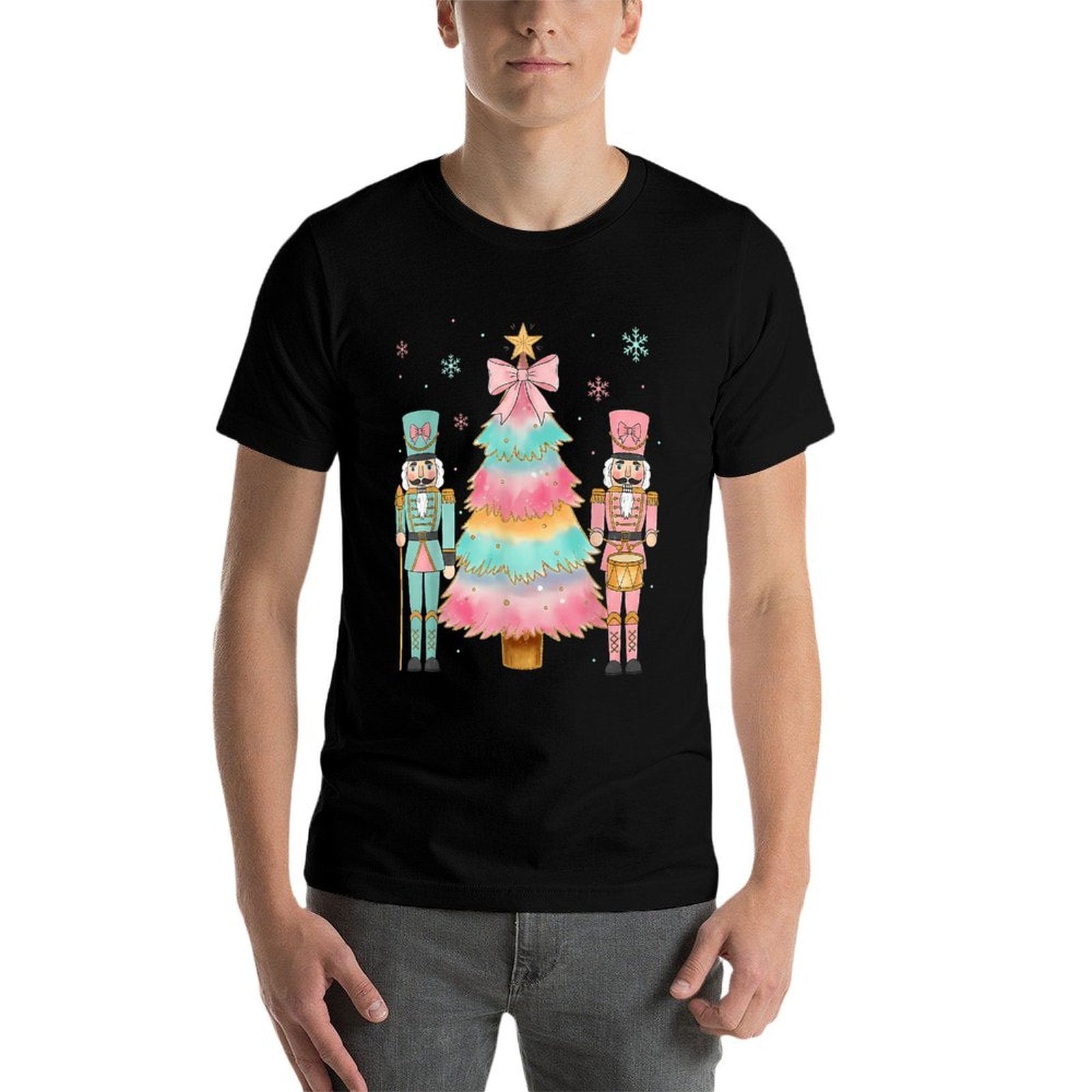 Pastel Nutcracker Soldier Pink Bow Christmas Tree Women Girl  Odor-resistant T-Shirt