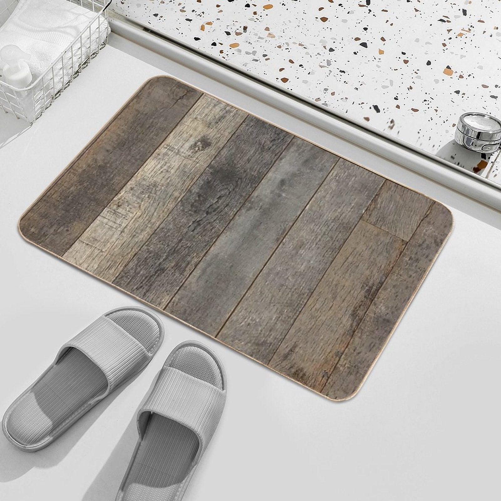 Western Country Distressed Old Barn Farmhouse Wood  Versatile Bath Mat