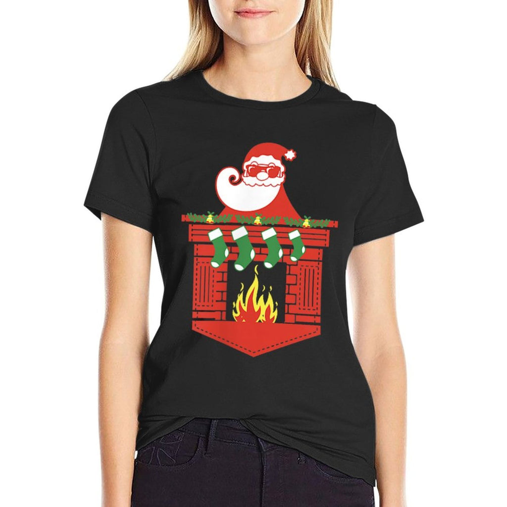 Santa Claus Fireplace Pocket Funny Christmas  Moisture-wicking T-Shirt