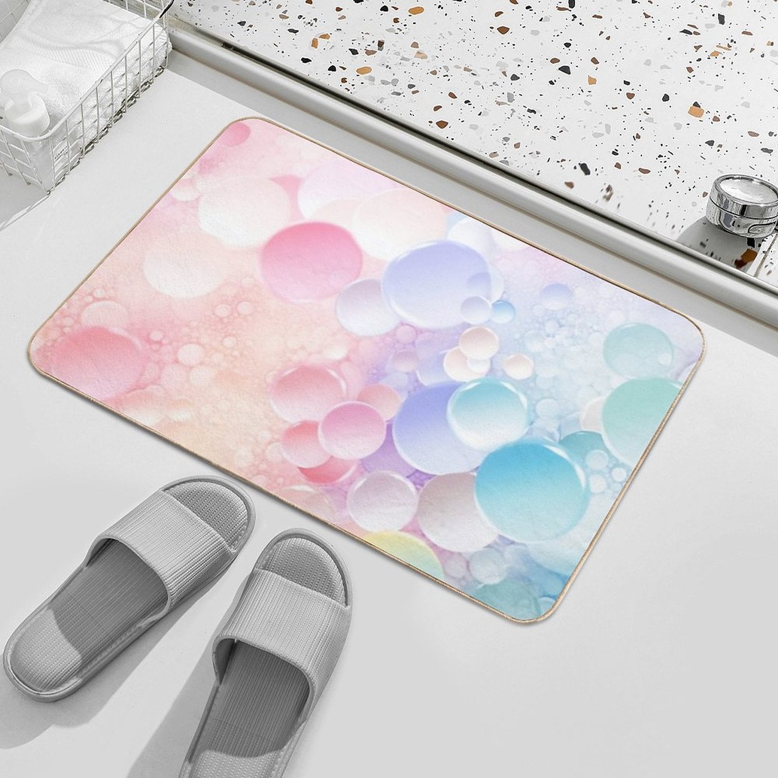 Bubbles. A Soft Background with A Pastel-colored Gradient. Fashion Color Trends. Soft Focus.  Absorbent Bath Mat