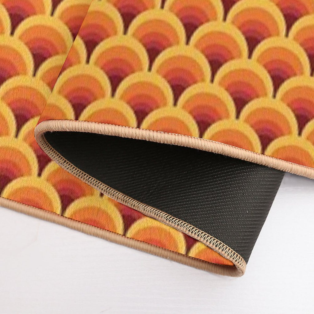 Orange Wave Gradient Retro Pattern  Dirt-Trapping Bath Mat