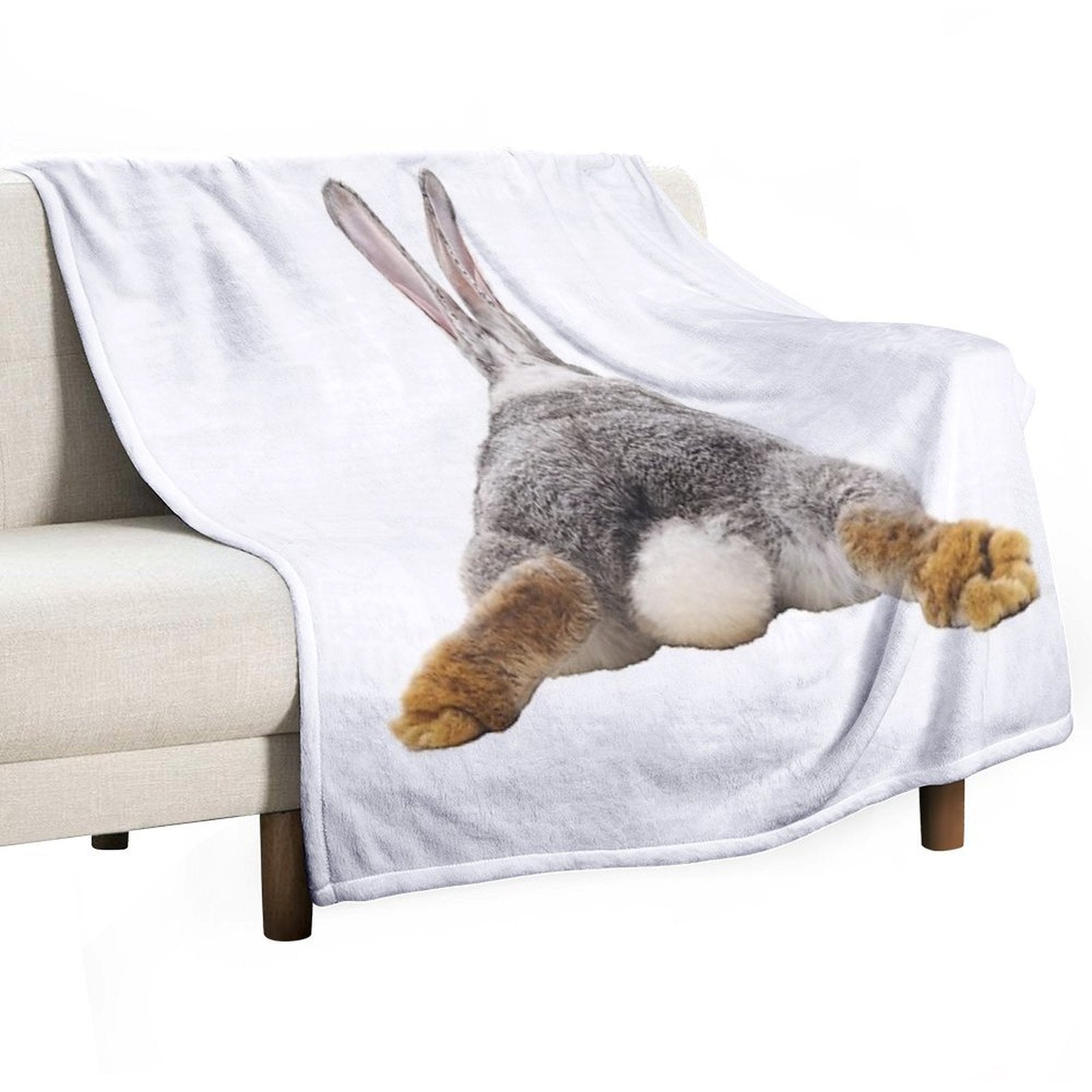Cute Bunny Rabbit Tail Butt Image Picture Machine-washable Throw Blanket