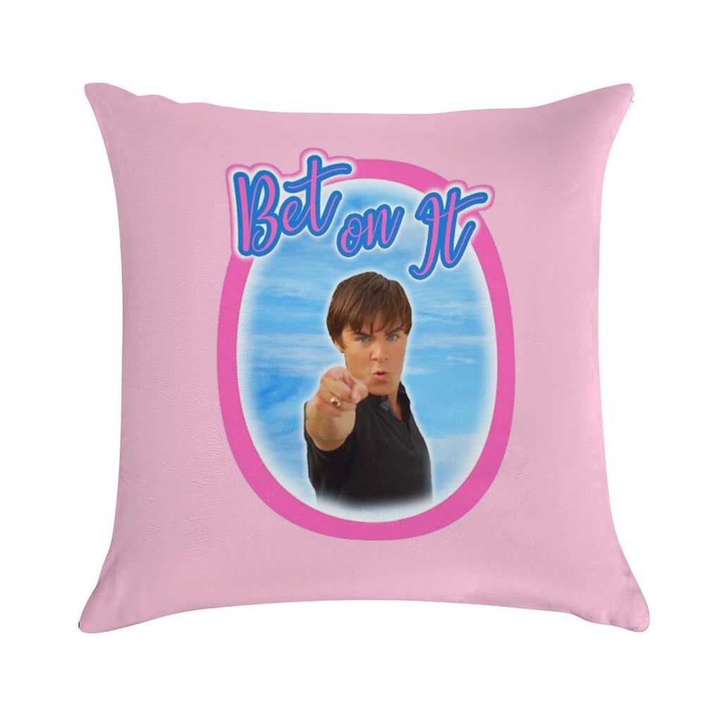 Troy Bolton Says Bet On It High School Musical Zac Efron Fan Art Soft Easy Maintenance Throw Pillow