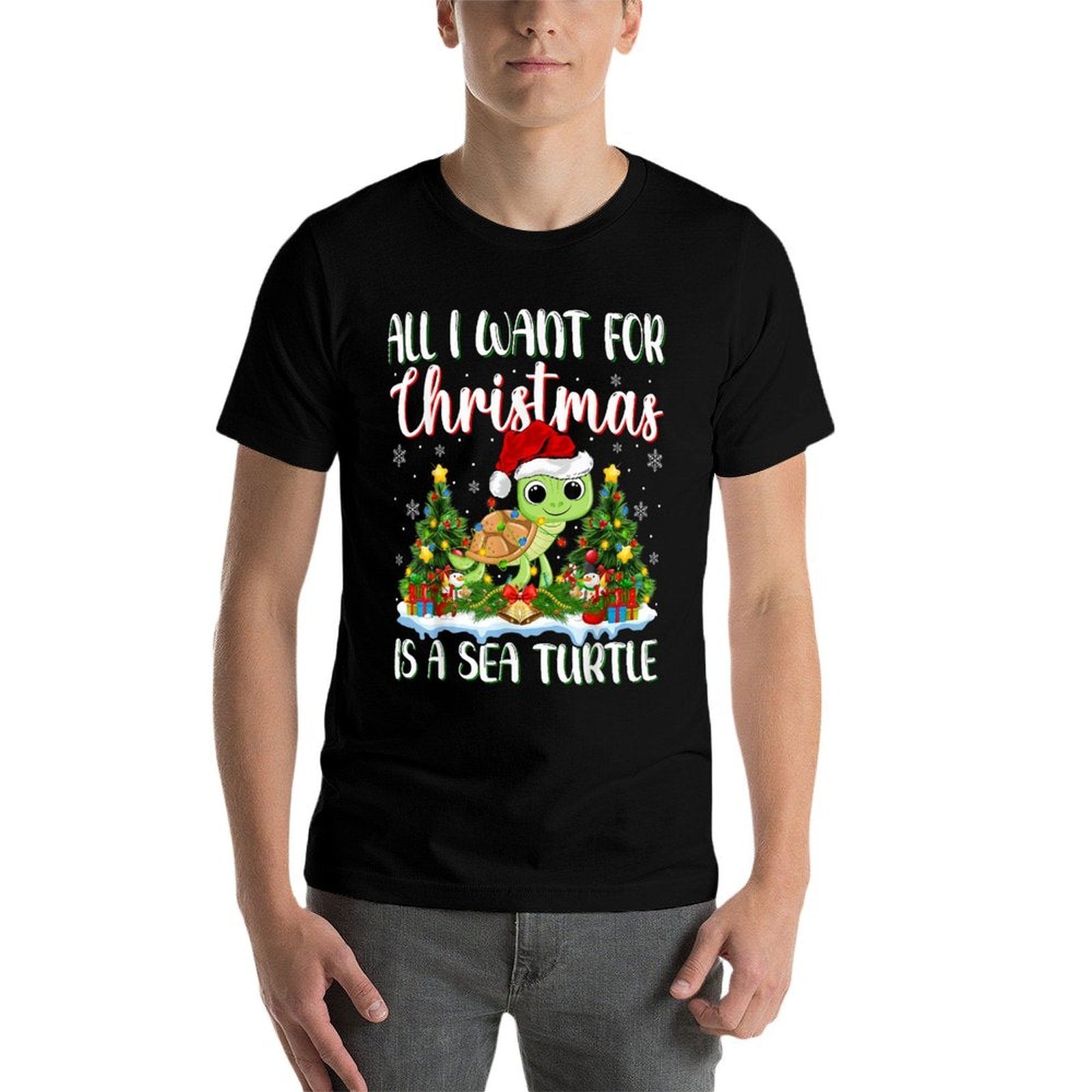 I Want For Christmas Is A Sea Turtle Xmas Tree Lights  Relaxed-fit T-Shirt