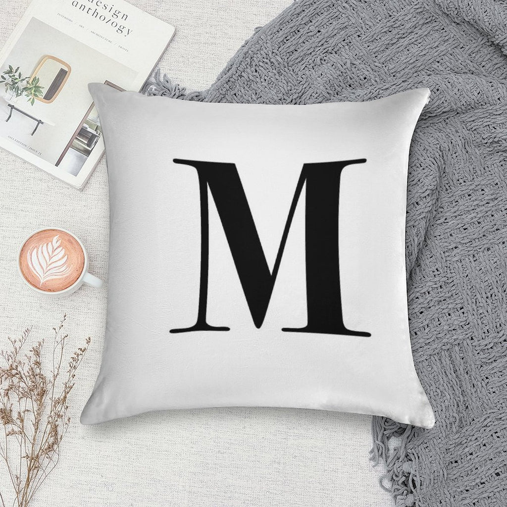 Letter M Monogram Initial Soft Fade-Resistant Throw Pillow