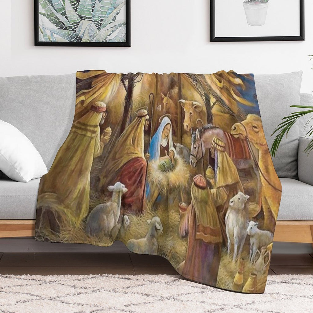 Christian Christmas Nativity Versatility Throw Blanket