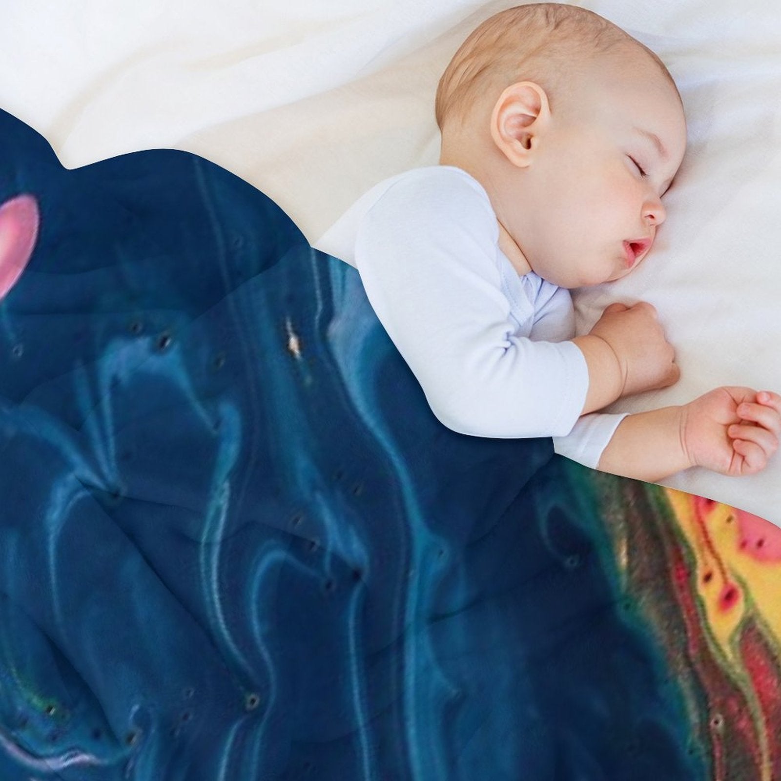 Marble Swirls of Dark Blue Pink Red And Yellow Abstract Pattern Multi-functional Throw Blanket