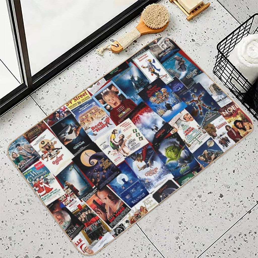Christmas Film Collage  Dirt-Trapping Bath Mat