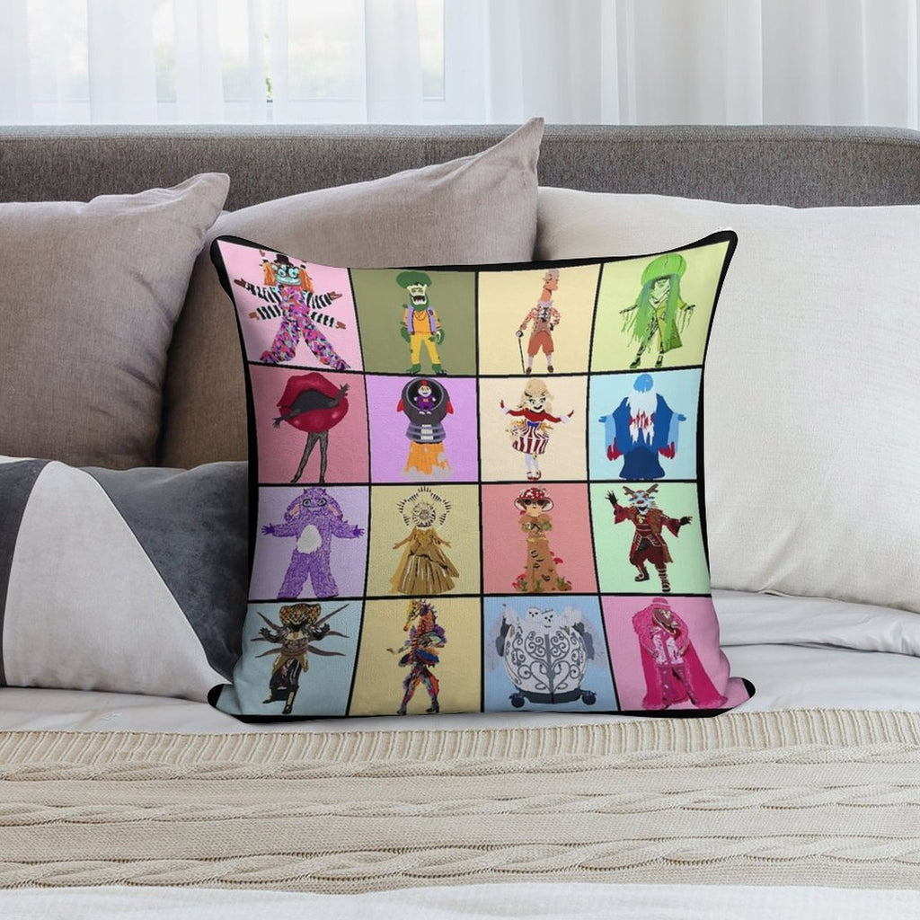 Masked Singer Season 4 - Hand Drawn Soft Skin-Friendly Throw Pillow