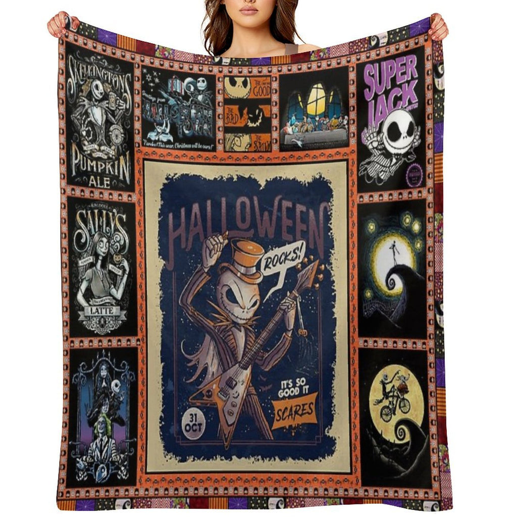 Jack Skeleton Photo Collage Gifts Multi-functional Throw Blanket