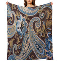 Blue Brown Vintage Paisley Shrink-resistant Throw Blanket
