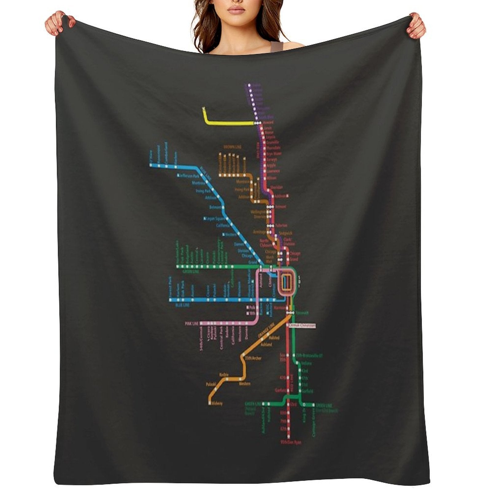 Chicago Trains Map All-season Throw Blanket