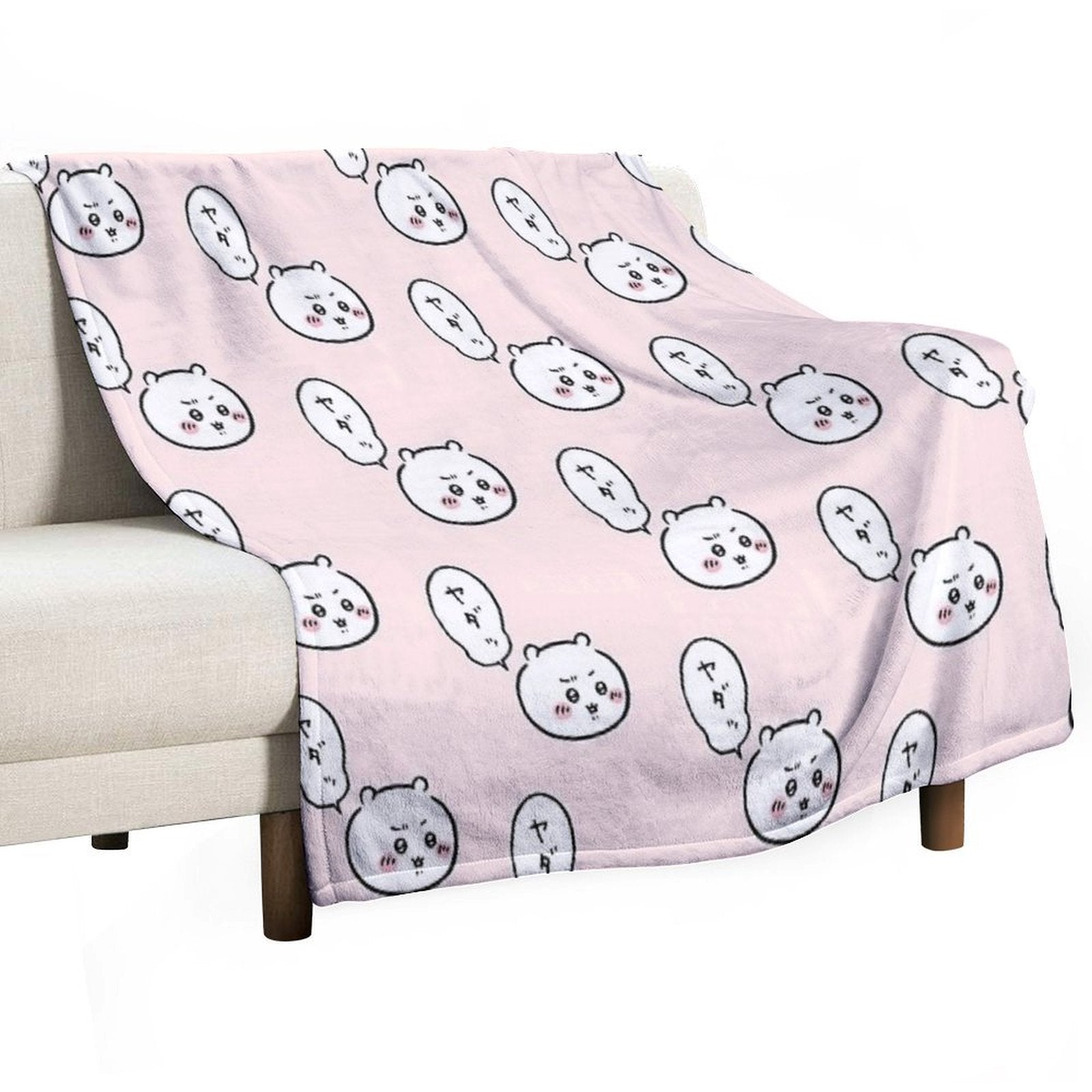 Chiikawa - Yada! No Way ちいかわ  Hachiware Usagi ハチワレ, うさぎ  Cute Kawaii Characters Bear Cat Rabbit Machine-washable Throw Blanket