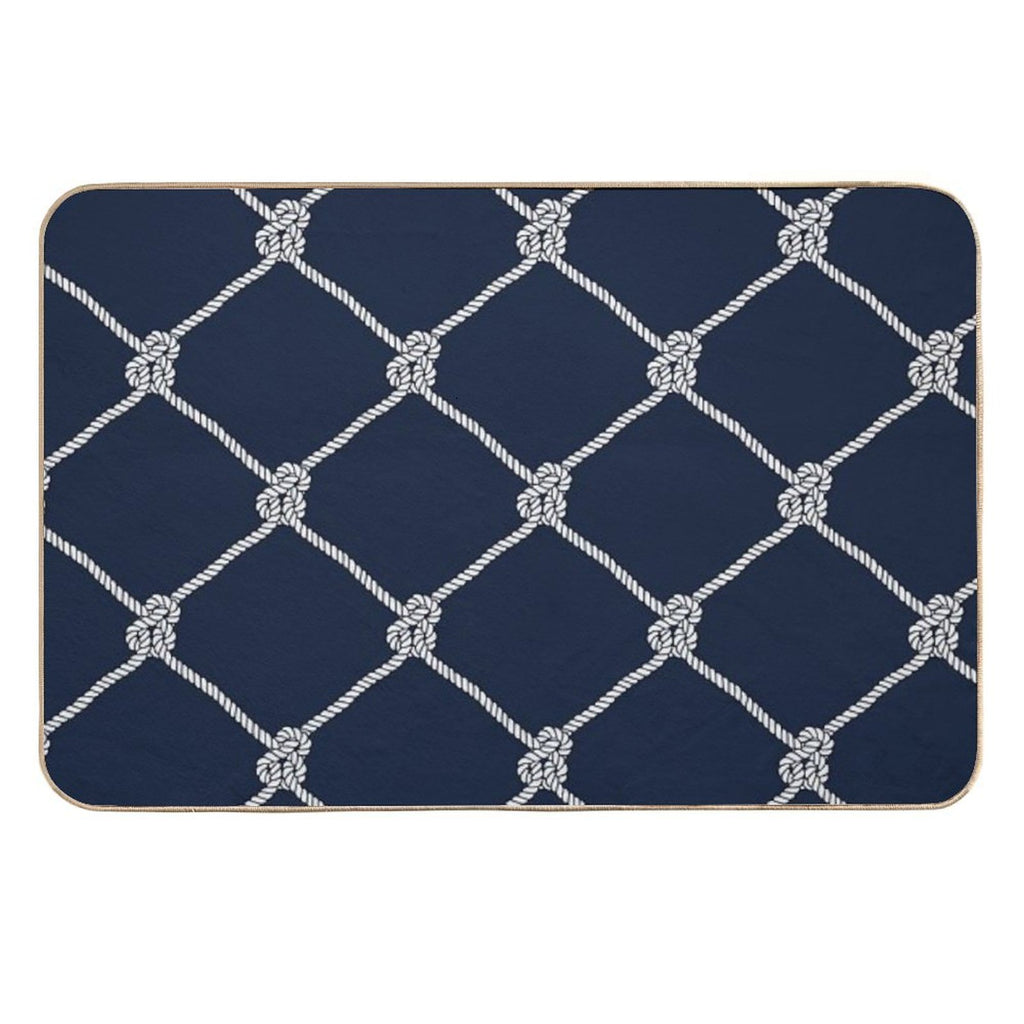 Nauti Navy Rope Pattern  Anti-Trip Bath Mat