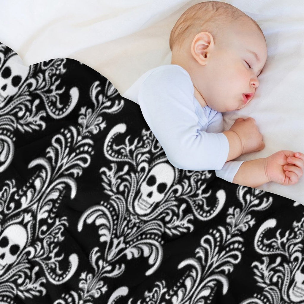 Skulls Damask Goth Halloween Pattern Travel-friendly Throw Blanket