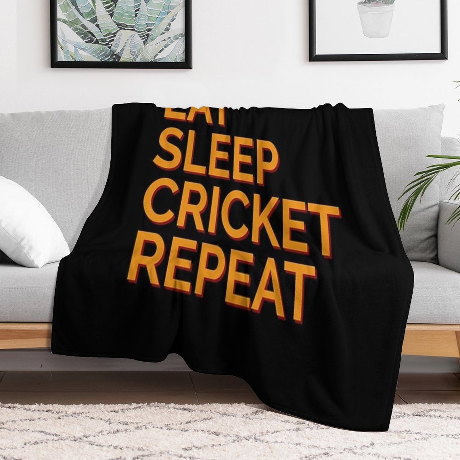 Eat Sleep Cricket Repeat Sports Athlete Cricketer Compact Throw Blanket