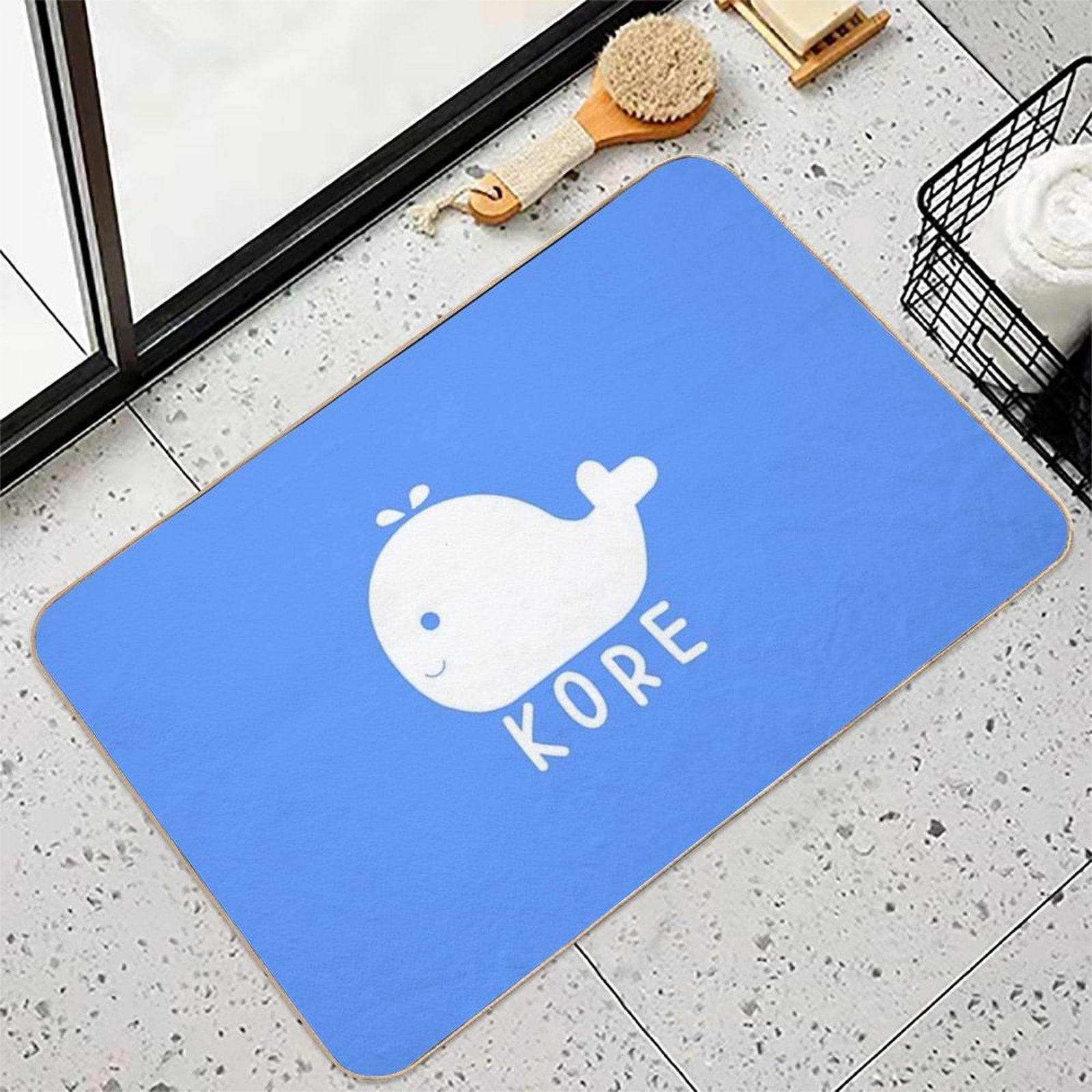 White Kore Whale  Versatile Bath Mat