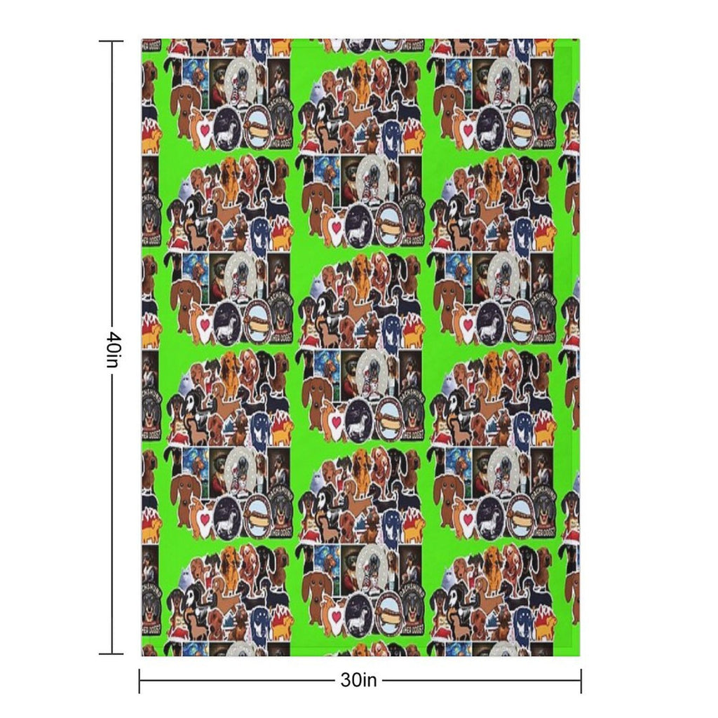 I Love Dachshunds, Collage. Easy Care Throw Blanket