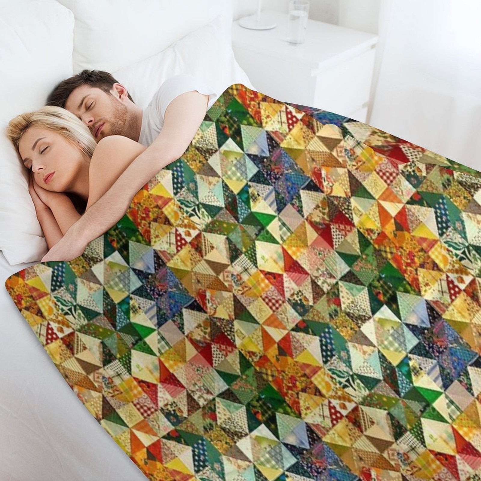 Patchwork with Strainght Colors Design Velvety-soft Throw Blanket